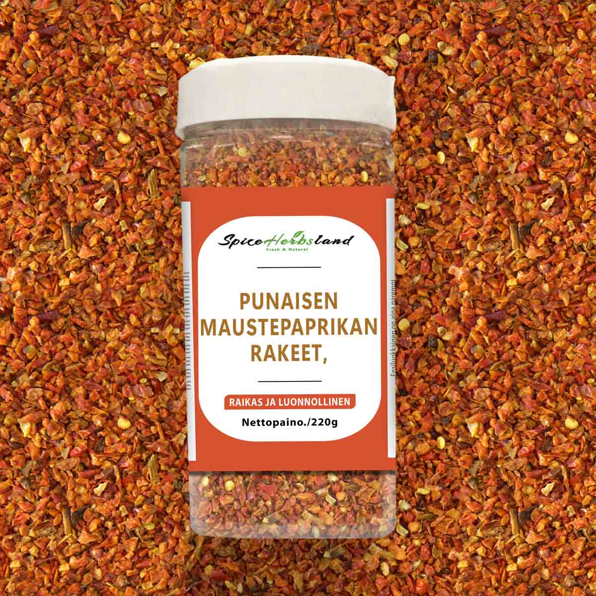 Punaisen maustepaprikan rakeet, 3*3 mm