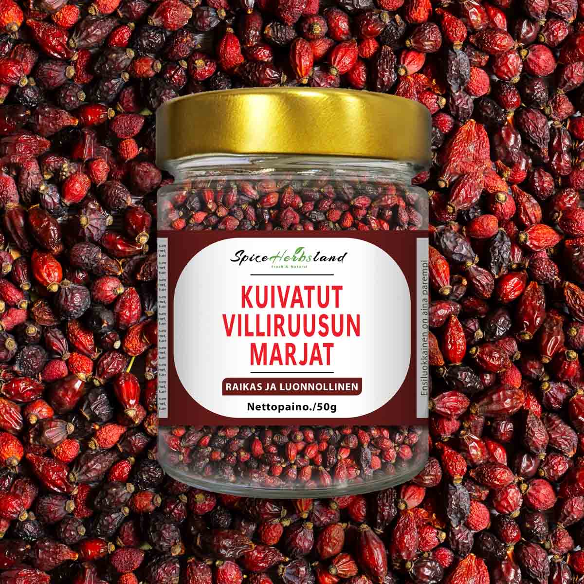 Kuivatut villiruusun marjat