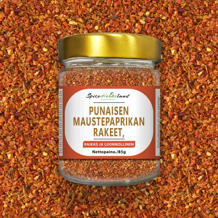 Punaisen maustepaprikan rakeet, 3*3 mm