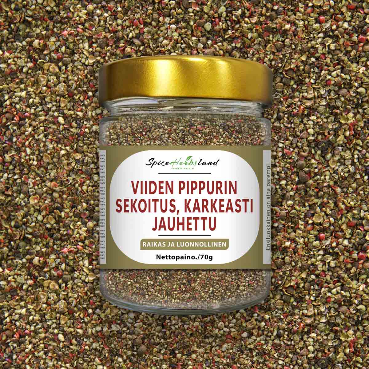 Viiden pippurin sekoitus, karkeasti jauhettu